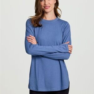 SOLD! $98 Eileen Fisher Blue Long Sleeve Crew Neck Women's Cotton Tunic L NWT